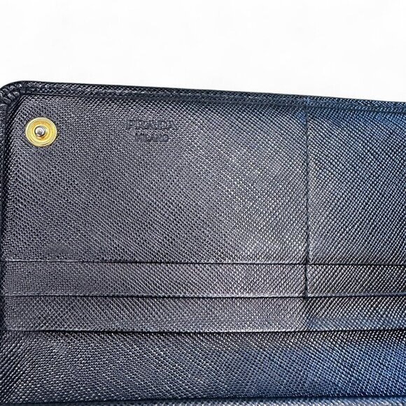 Prada Women's Long Saffiano Black Leather Bifold Ribbon Wallet - Picture 4 of 16